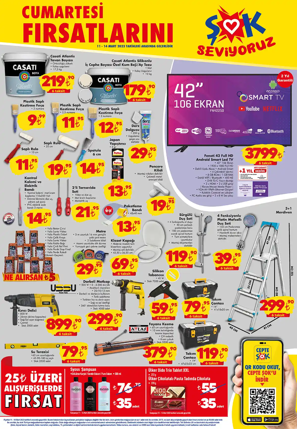 Tavan boyası 219 TL, iç cephe boyası 179 TL ye ŞOK Market te satışta! ŞOK aktüel kataloğu 13 Mart 2023 fiyat listesi