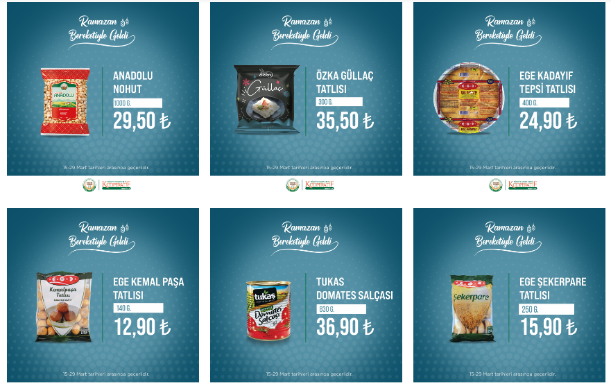 Tarım Kredi den Ramazan ayına özel yeni fırsat kataloğu! Ayçiçek yağı, peynir, salam, çay! 16 Mart 2023 fiyat listesi