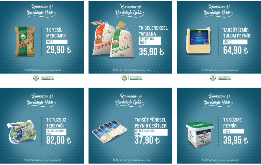Tarım Kredi den Ramazan ayına özel yeni fırsat kataloğu! Ayçiçek yağı, peynir, salam, çay! 16 Mart 2023 fiyat listesi