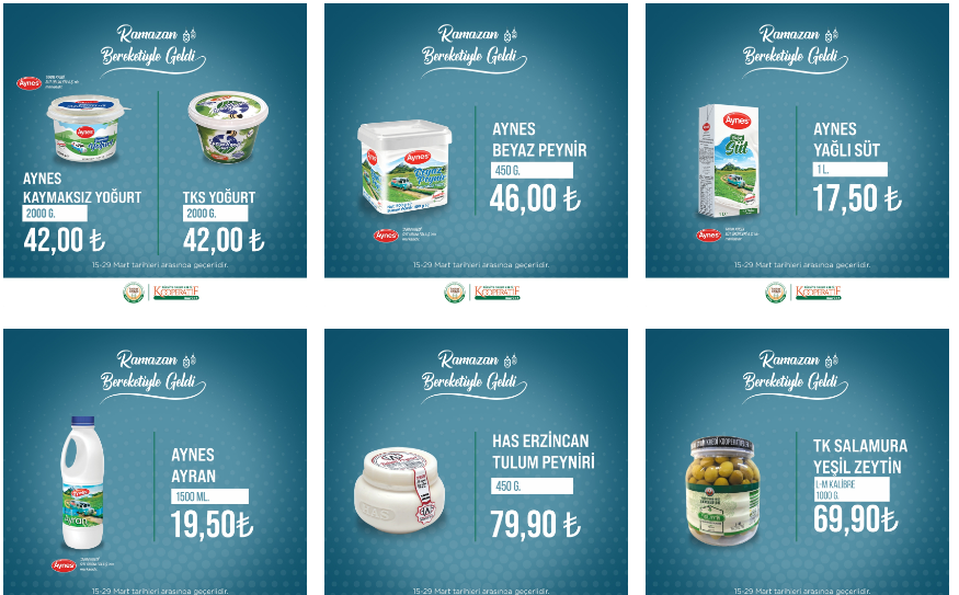 Tarım Kredi den Ramazan ayına özel yeni fırsat kataloğu! Ayçiçek yağı, peynir, salam, çay! 16 Mart 2023 fiyat listesi