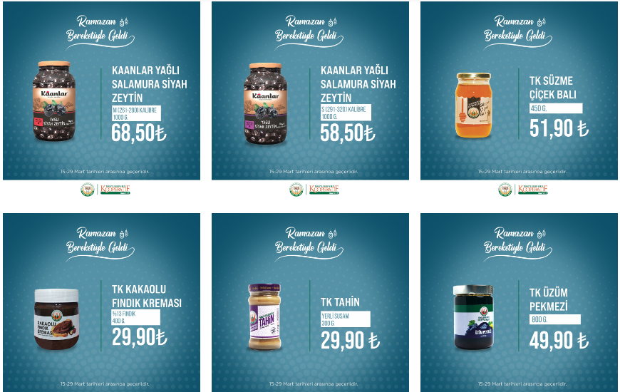 Tarım Kredi den Ramazan ayına özel yeni fırsat kataloğu! Ayçiçek yağı, peynir, salam, çay! 16 Mart 2023 fiyat listesi