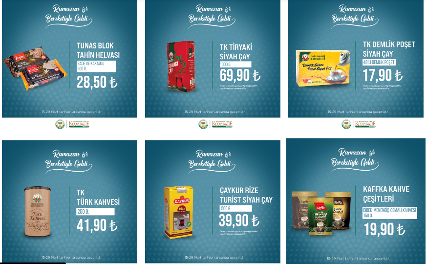 Tarım Kredi den Ramazan ayına özel yeni fırsat kataloğu! Ayçiçek yağı, peynir, salam, çay! 16 Mart 2023 fiyat listesi