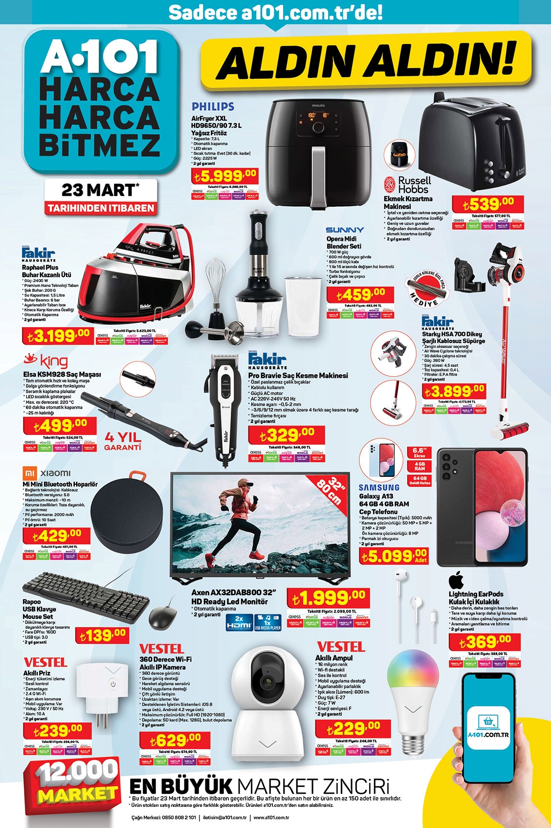A101 de koltuk takımı 6.990 TL, Xiaomi yağsız fritöz 5.099 TL! İşte A101 kataloğu 24 Mart 2023 fiyat listesi