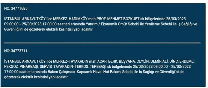 İstanbullular dikkat! ilçe ilçe elektrik kesintisi yaşanacak! İşte 25 Mart 2023 elektrik kesintisi yaşayacak ilçeler!