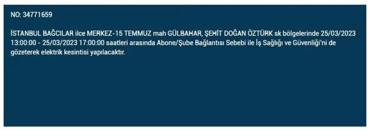 İstanbullular dikkat! ilçe ilçe elektrik kesintisi yaşanacak! İşte 25 Mart 2023 elektrik kesintisi yaşayacak ilçeler!