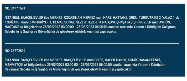 İstanbullular dikkat! ilçe ilçe elektrik kesintisi yaşanacak! İşte 25 Mart 2023 elektrik kesintisi yaşayacak ilçeler!