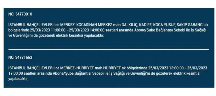 İstanbullular dikkat! ilçe ilçe elektrik kesintisi yaşanacak! İşte 25 Mart 2023 elektrik kesintisi yaşayacak ilçeler!