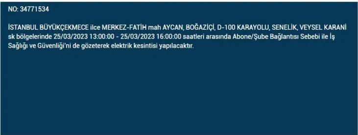 İstanbullular dikkat! ilçe ilçe elektrik kesintisi yaşanacak! İşte 25 Mart 2023 elektrik kesintisi yaşayacak ilçeler!
