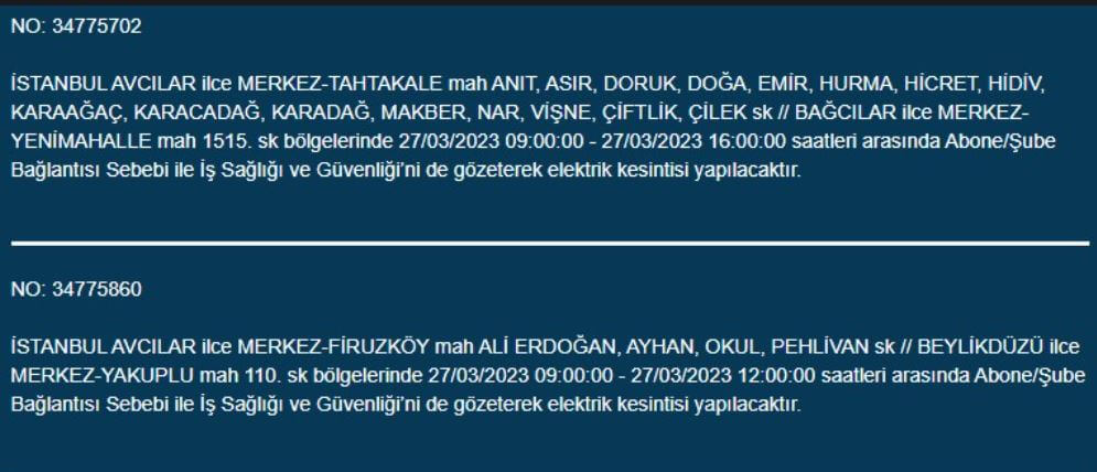 İstanbul’da elektrikler gidecek! İşte 27 Mart 2023 İstanbul’da elektrik kesintisi yaşayacak ilçeler! 