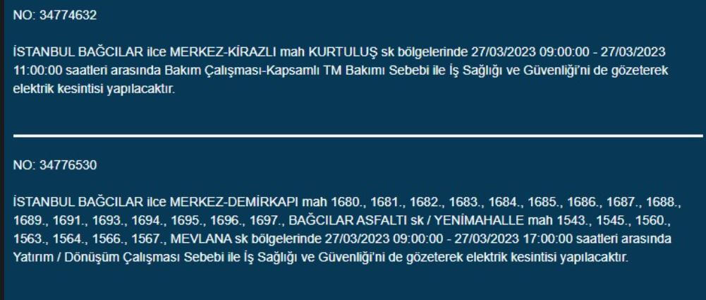 İstanbul’da elektrikler gidecek! İşte 27 Mart 2023 İstanbul’da elektrik kesintisi yaşayacak ilçeler! 