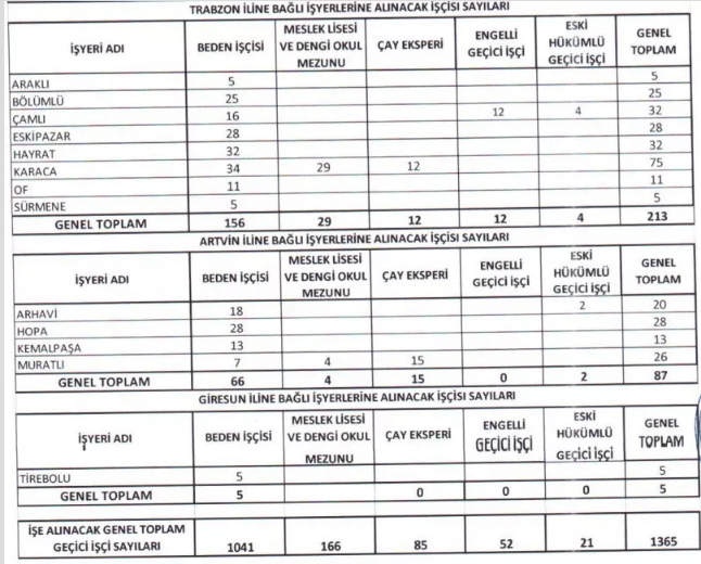 ÇAYKUR kamu işçisi olarak 1365 kişi alıyor! Kadro ve başvuru şartları İŞKUR üzerinden açıklandı!