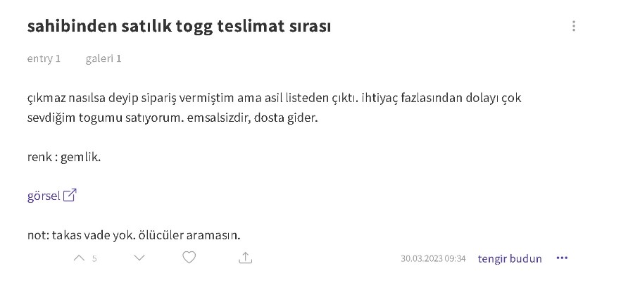 İnternet sitelerinde TOGG hareketliliği! Kendisi çıkmadan satışı başladı