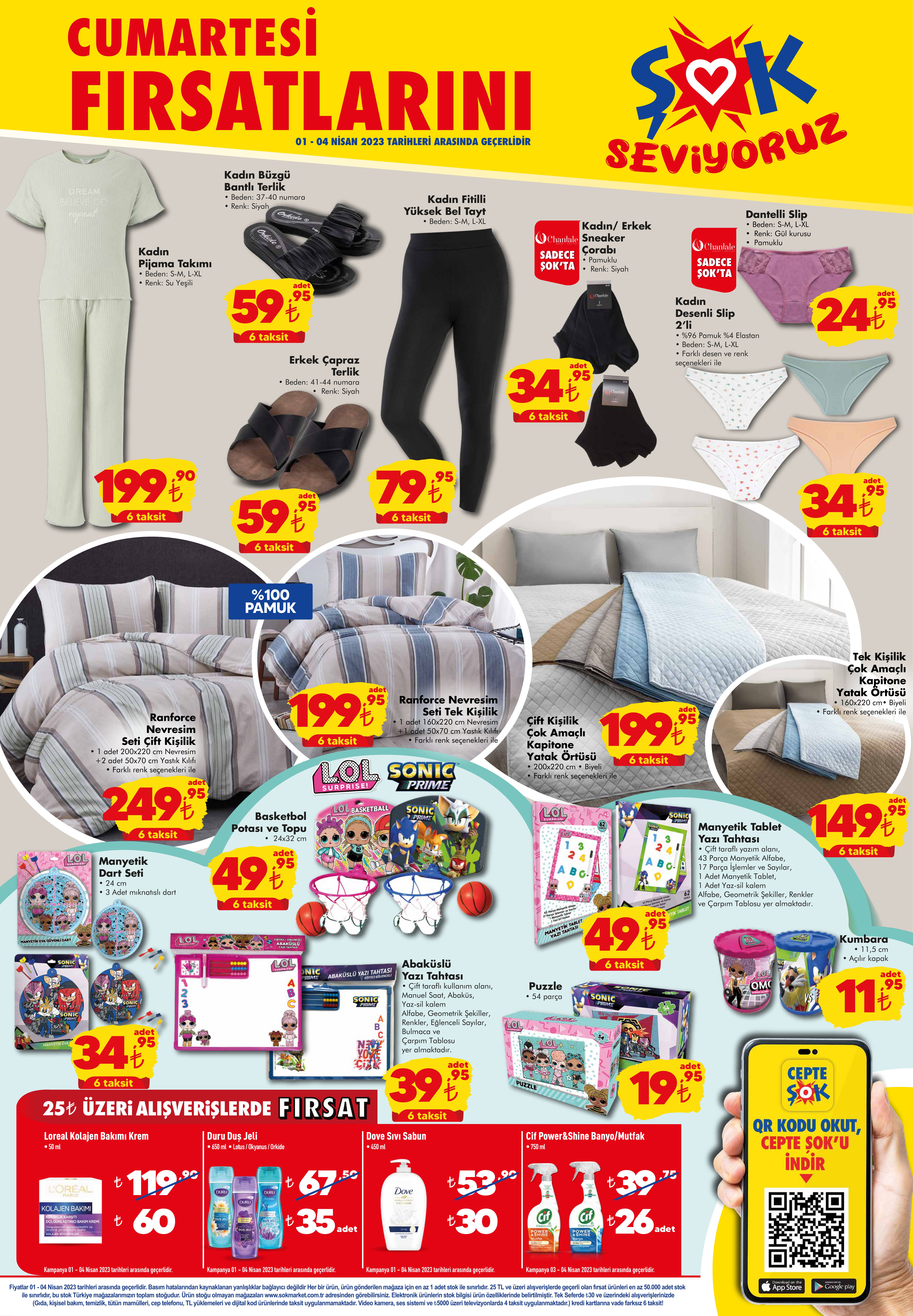 ŞOK ta şok fiyatlı indirimler var! Kadın pijama takımı 200 TL, nevresim seti 200 TL, TV ünitesi 800 TL...