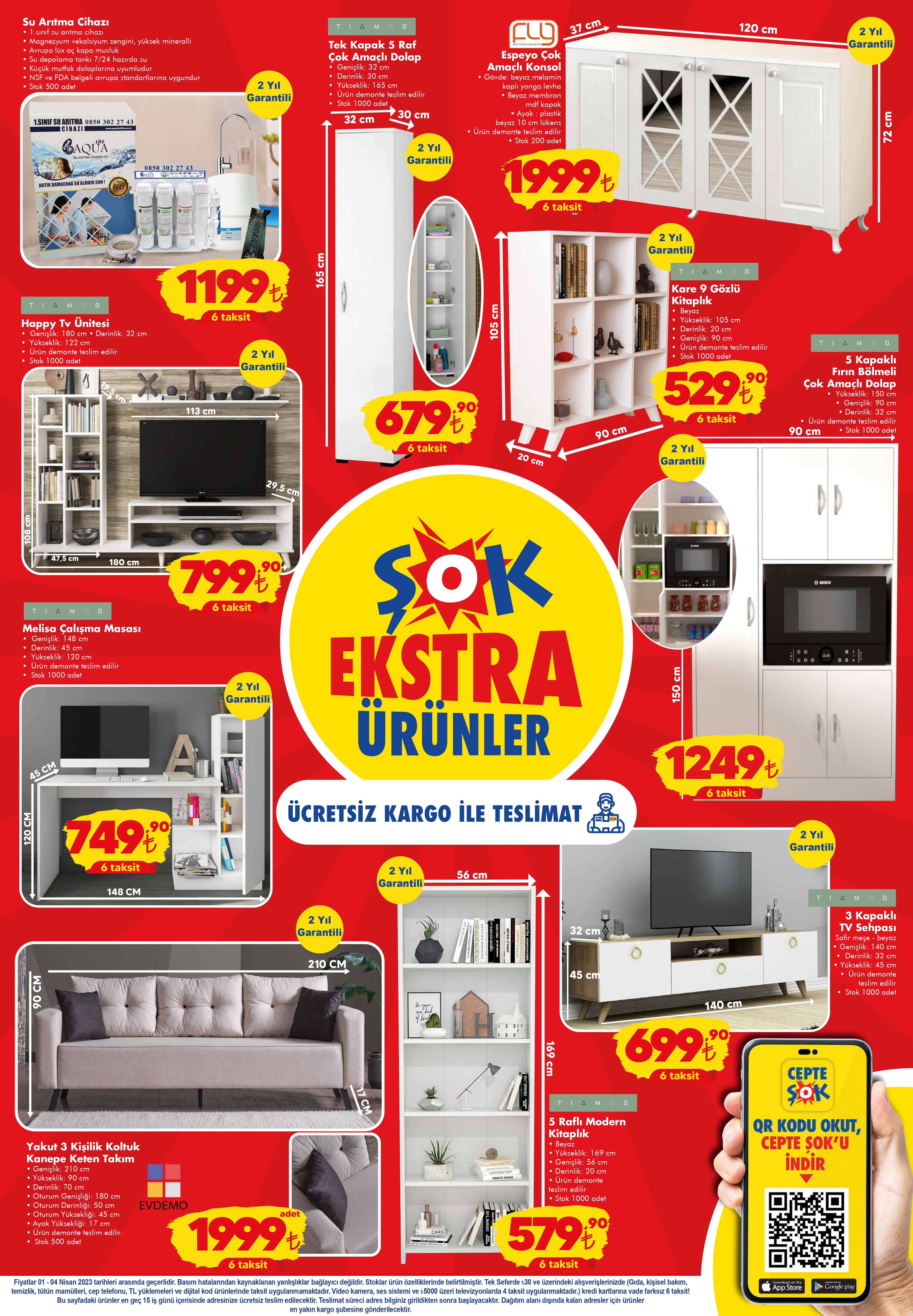 ŞOK ta şok fiyatlı indirimler var! Kadın pijama takımı 200 TL, nevresim seti 200 TL, TV ünitesi 800 TL...