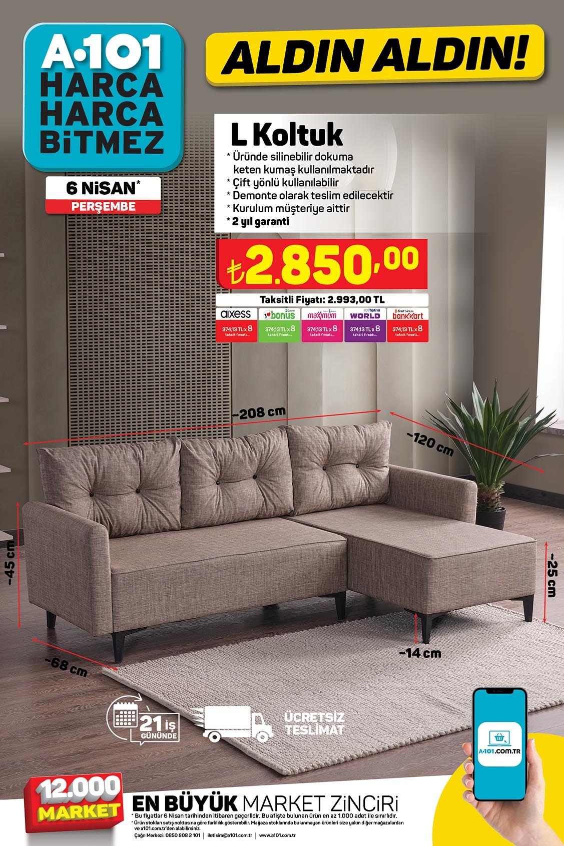 A101’de bu hafta maxi scooter, L koltuk ve beyaz eşya ürünleri indirimli fiyatlarıyla satışta!