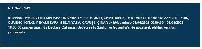 İstanbullular dikkat! Yarın bu ilçelerde elektrik kesintisi olacak! 5 Nisan 2023 elektrik kesintisi olacak ilçeler!