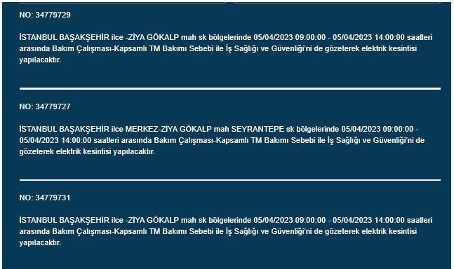 İstanbullular dikkat! Yarın bu ilçelerde elektrik kesintisi olacak! 5 Nisan 2023 elektrik kesintisi olacak ilçeler!