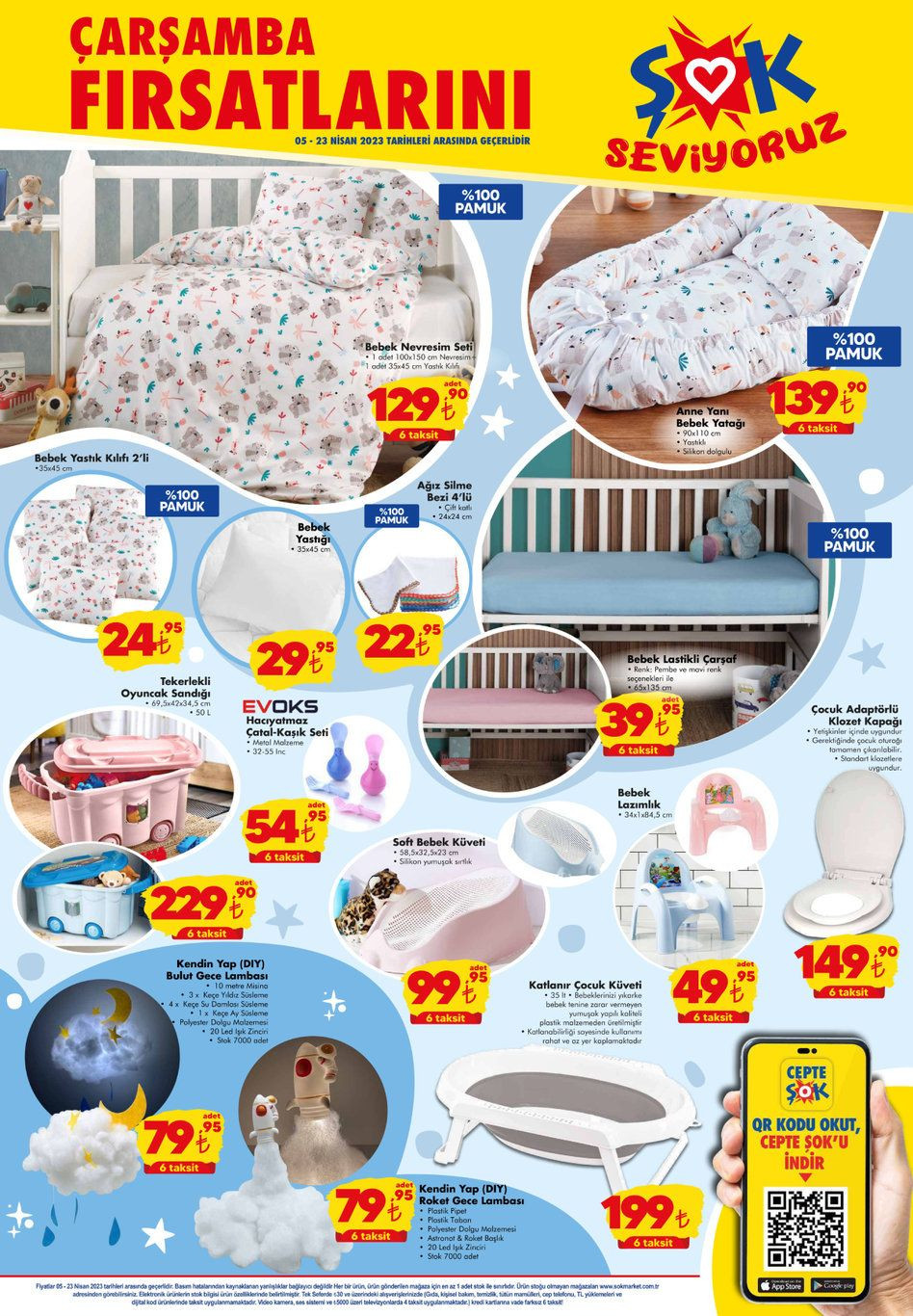 ŞOK’ta annelere özel müthiş indirimler! Bebek nevresim seti 130 TL’ye, anne yanı bebek yatağı 140 TL’ye düştü!