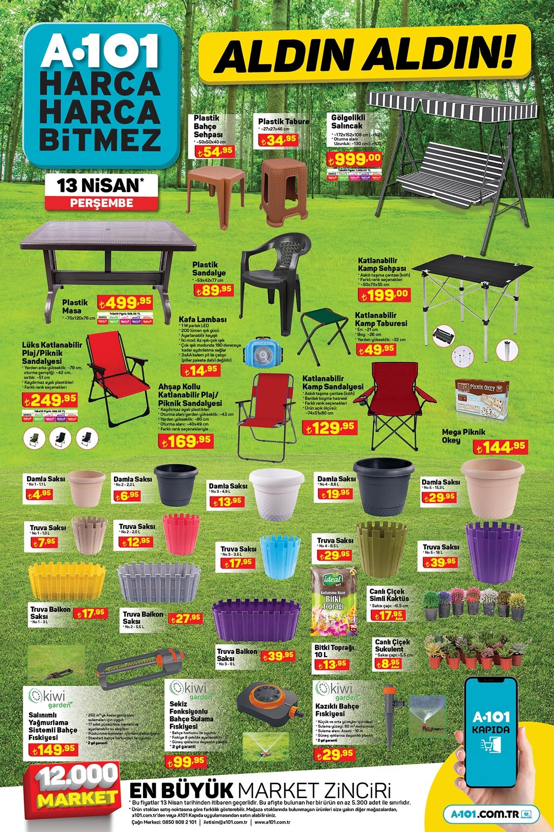 A101’e yaz geldi! Bahçe sehpası 55 TL, kamp sandalyesi 50 TL, kamp çadırı 400 TL...