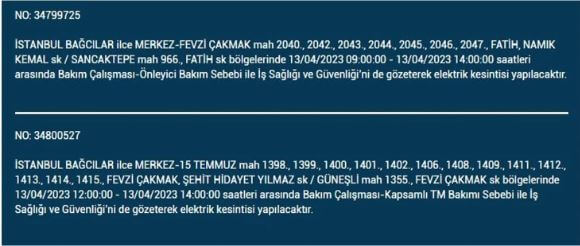 İstanbullular bakın! Yarın İstanbul elektrik kesintisi olacak mı? 13 Nisan 2023 elektrik kesintisi olacak ilçeler!