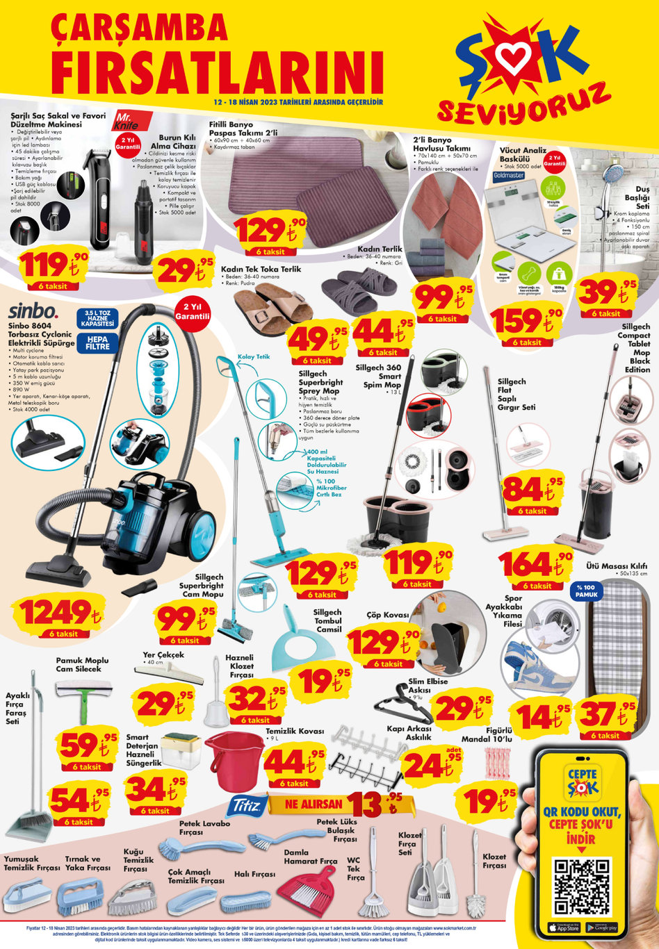 ŞOK’ta ev kadınlarına özel dev indirimler! Elektrikli süpürge 1250 TL, spim mop 120 TL, 2’li banyo havlusu 100 TL...