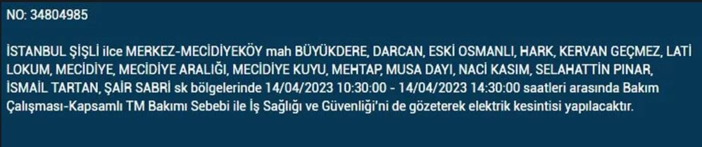 İstanbullular bakın! Yarın İstanbul elektrik kesintisi olacak mı? 14 Nisan 2023 elektrik kesintisi olacak ilçeler!