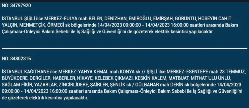 İstanbullular bakın! Yarın İstanbul elektrik kesintisi olacak mı? 14 Nisan 2023 elektrik kesintisi olacak ilçeler!