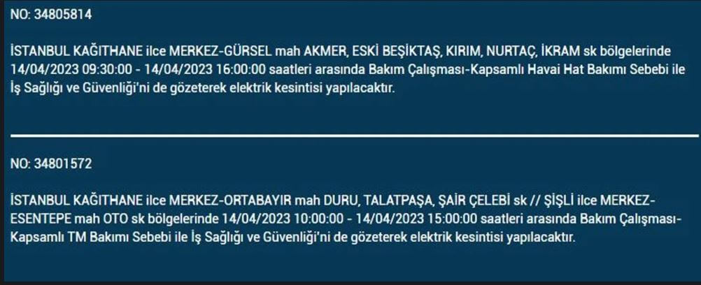 İstanbullular bakın! Yarın İstanbul elektrik kesintisi olacak mı? 14 Nisan 2023 elektrik kesintisi olacak ilçeler!
