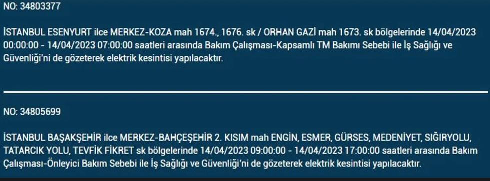 İstanbullular bakın! Yarın İstanbul elektrik kesintisi olacak mı? 14 Nisan 2023 elektrik kesintisi olacak ilçeler!