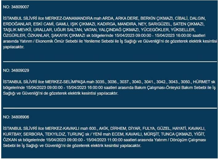 Yarın İstanbul elektrik kesintisi olacak mı? 15 Nisan 2023 elektrik kesintisi olacak ilçeler!