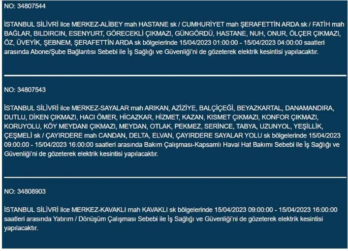 Yarın İstanbul elektrik kesintisi olacak mı? 15 Nisan 2023 elektrik kesintisi olacak ilçeler!