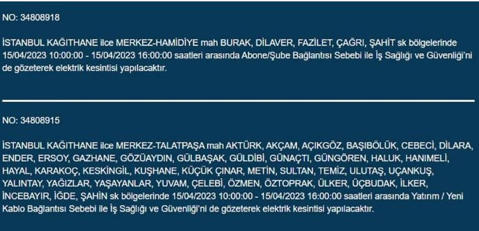 Yarın İstanbul elektrik kesintisi olacak mı? 15 Nisan 2023 elektrik kesintisi olacak ilçeler!