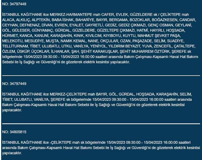 Yarın İstanbul elektrik kesintisi olacak mı? 15 Nisan 2023 elektrik kesintisi olacak ilçeler!