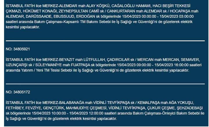 Yarın İstanbul elektrik kesintisi olacak mı? 15 Nisan 2023 elektrik kesintisi olacak ilçeler!