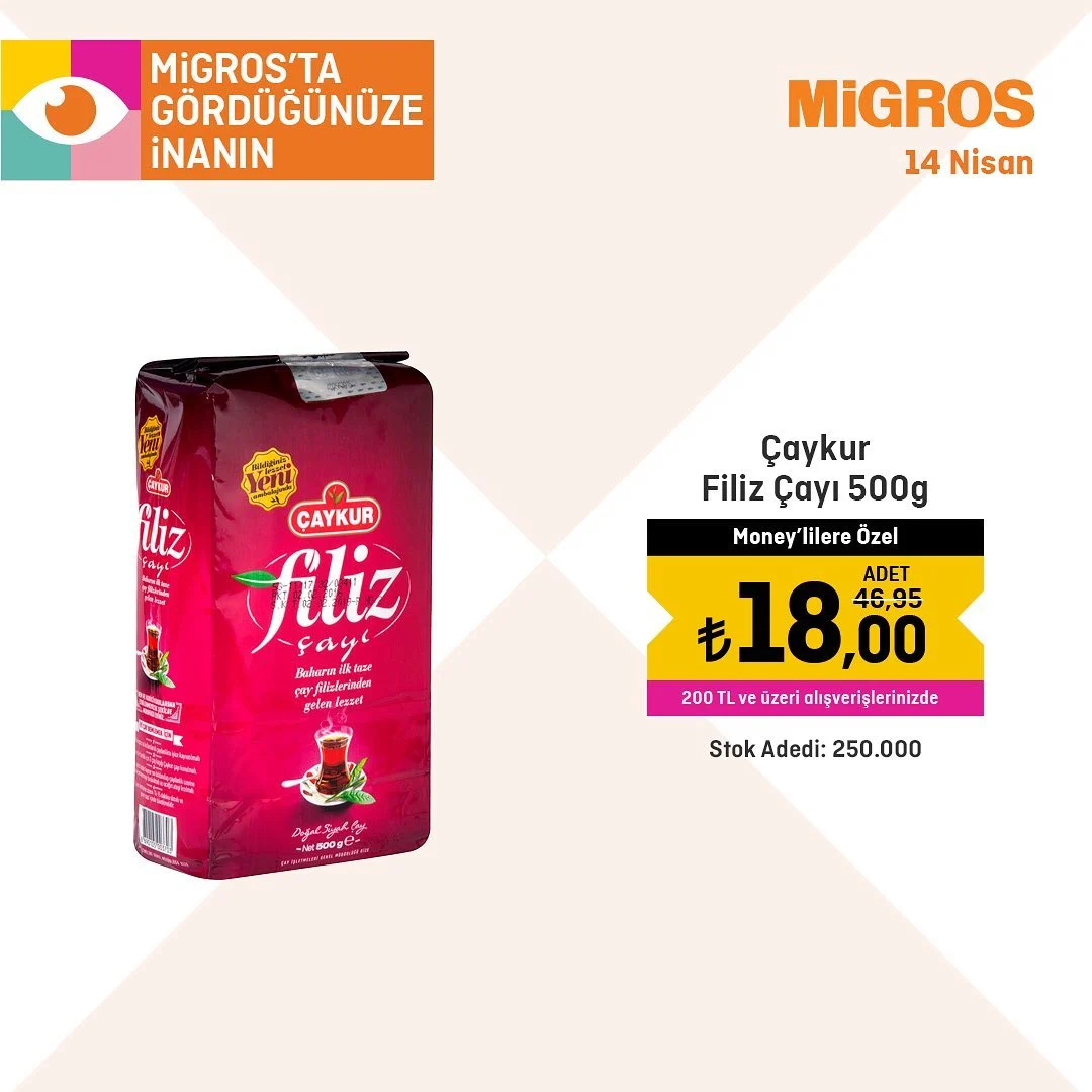 Migros tan çay tiryakilerine çılgın kıyak! 500 gr çay 18 TL den satışa sunuldu
