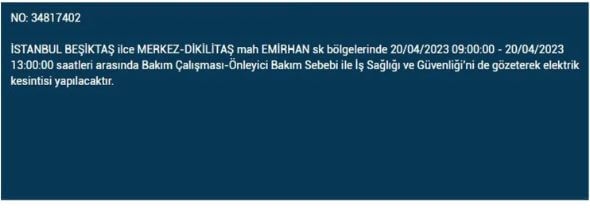 İstanbullular hemen bakın! Yarın elektrikleriniz gidecek! 20 Nisan 2023 elektrik kesintisi olacak ilçeler!