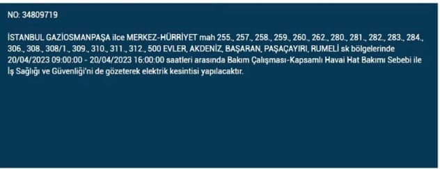İstanbullular hemen bakın! Yarın elektrikleriniz gidecek! 20 Nisan 2023 elektrik kesintisi olacak ilçeler!