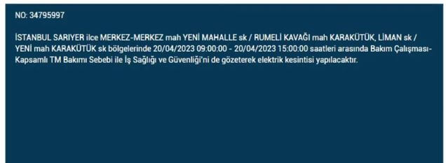 İstanbullular hemen bakın! Yarın elektrikleriniz gidecek! 20 Nisan 2023 elektrik kesintisi olacak ilçeler!
