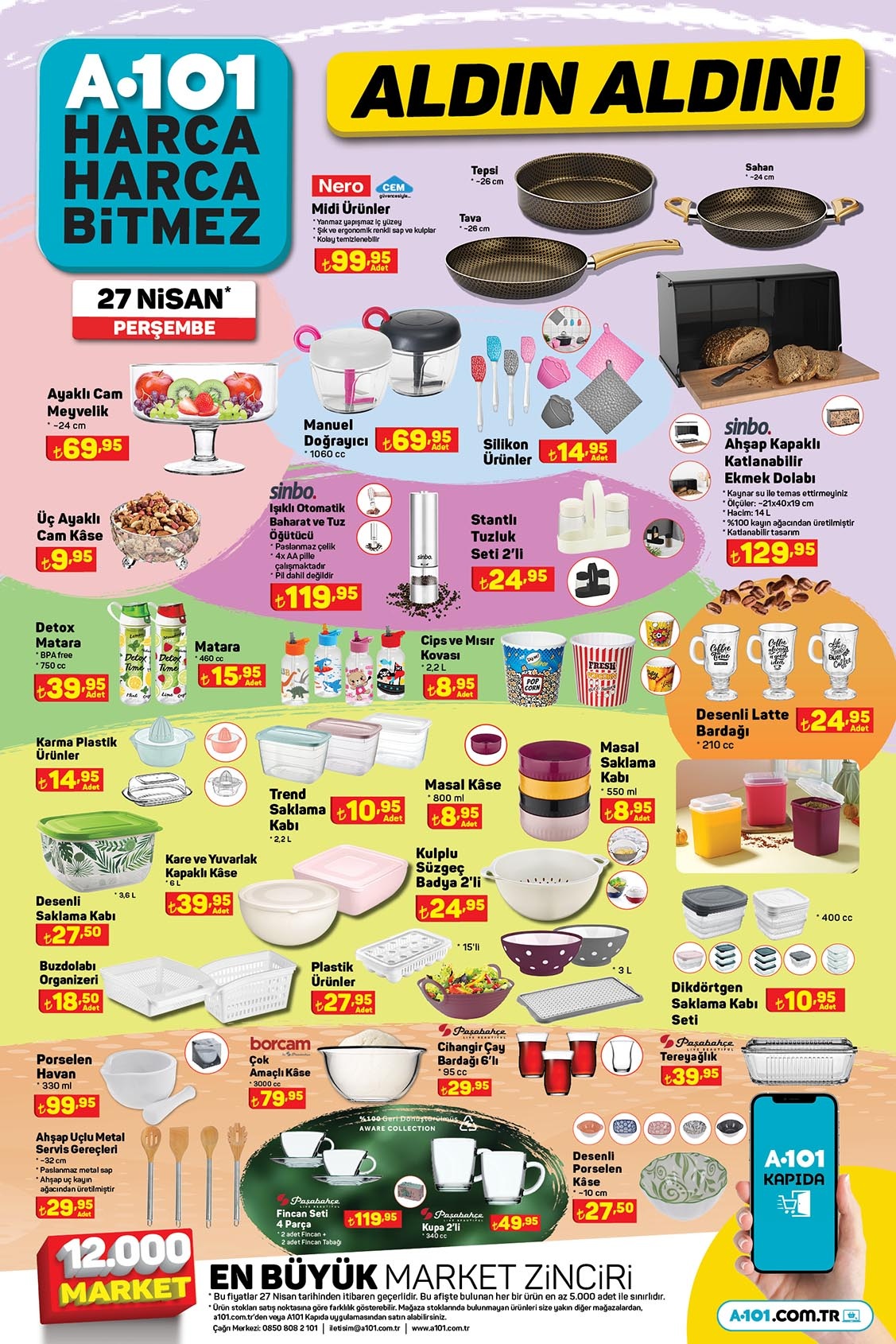 A101 de yüzlerce indirim bir güne sığıyor! Airfryer 1200 TL, migrodalga fırın 2 bin TL, çelik kettle 200 TL...