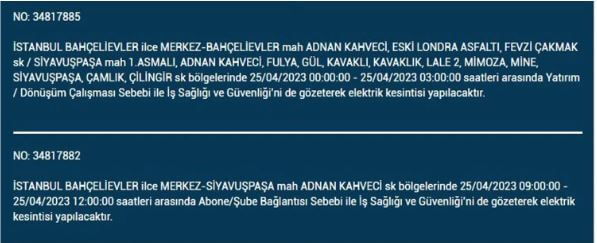 İstanbullular elektriksiz kalacak! Nerede elektrikler kesilecek? 25 Nisan 2023 elektrik kesintisi olacak ilçeler!