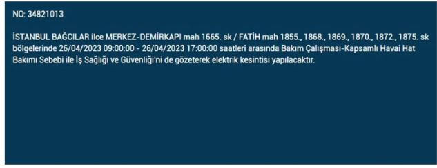 İstanbullular elektriksiz kalacak! Nerede elektrikler kesilecek? 26 Nisan 2023 elektrik kesintisi olacak ilçeler!