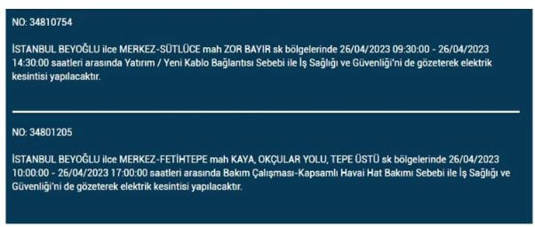 İstanbullular elektriksiz kalacak! Nerede elektrikler kesilecek? 26 Nisan 2023 elektrik kesintisi olacak ilçeler!