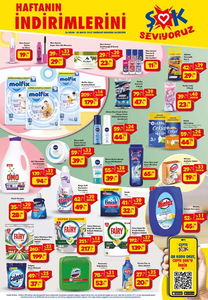 ŞOK’ta temizlik ürünlerinde büyük indirim! Domestos 53,50 TL, kireç önleyici 37,45 TL, bulaşık makinesi tableti 200 TL..