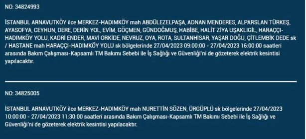 İstanbullular elektriksiz kalacak! Nerede elektrikler kesilecek? 27 Nisan 2023 elektrik kesintisi olacak ilçeler!