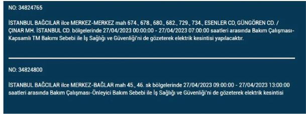 İstanbullular elektriksiz kalacak! Nerede elektrikler kesilecek? 27 Nisan 2023 elektrik kesintisi olacak ilçeler!