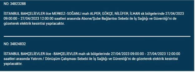 İstanbullular elektriksiz kalacak! Nerede elektrikler kesilecek? 27 Nisan 2023 elektrik kesintisi olacak ilçeler!