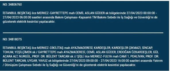 İstanbullular elektriksiz kalacak! Nerede elektrikler kesilecek? 27 Nisan 2023 elektrik kesintisi olacak ilçeler!