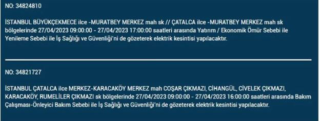 İstanbullular elektriksiz kalacak! Nerede elektrikler kesilecek? 27 Nisan 2023 elektrik kesintisi olacak ilçeler!