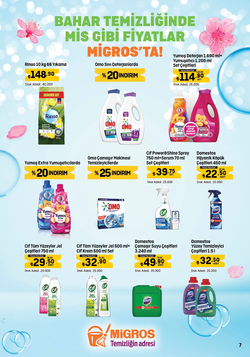 Ev hanımlarına müjde! Migros’ta yumuşatıcı + deterjan set 115 TL, yüzey temizleyici 32,50 TL, giysi spreyi 44,90 TL...