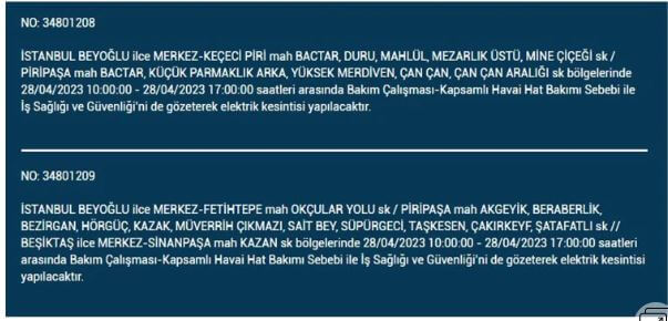 İstanbullular elektriksiz kalacak! Nerede elektrikler kesilecek? 28 Nisan 2023 elektrik kesintisi olacak ilçeler!